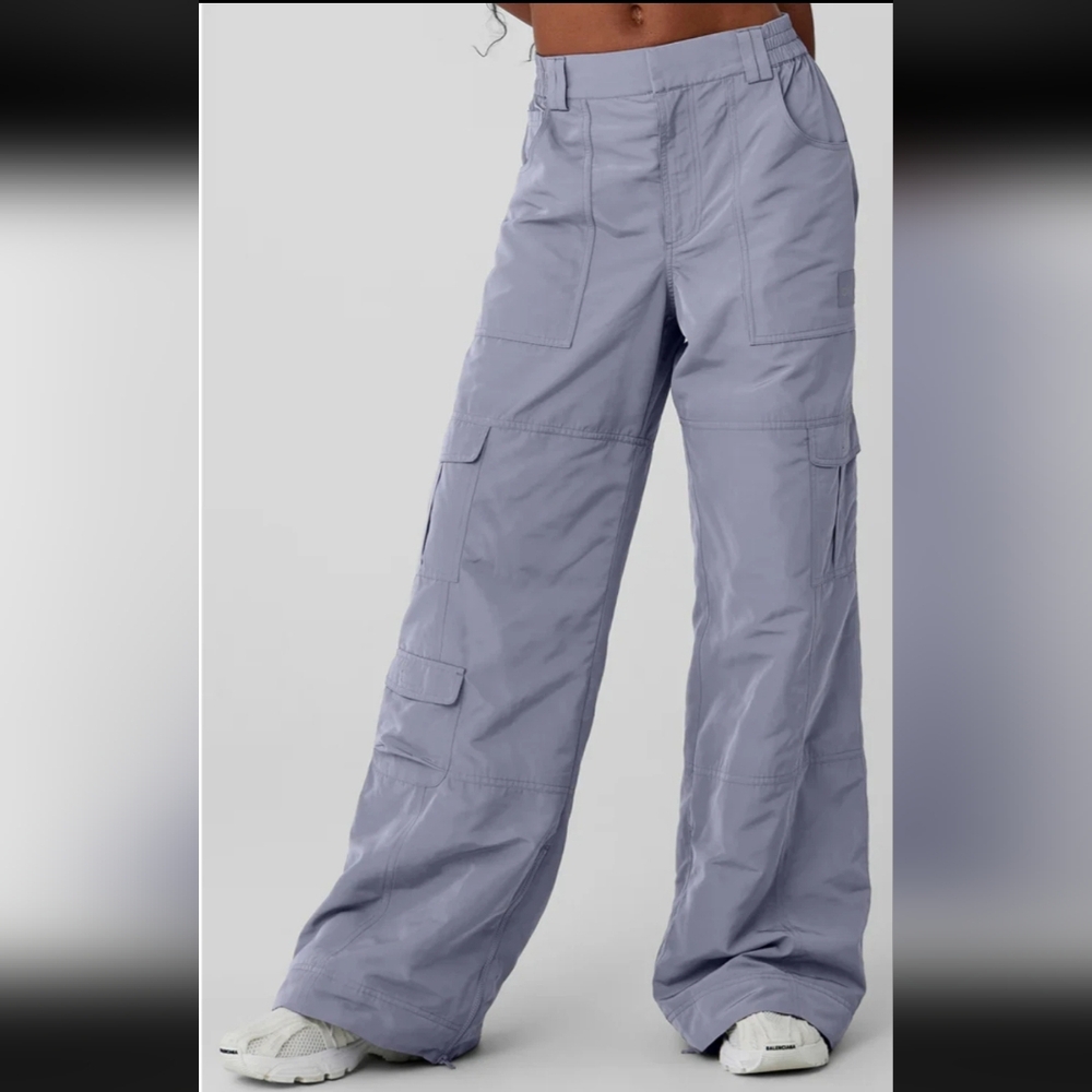 ALO High-Waist Ski-Moto Puffer Pant Fog Grey/Blue Size Small